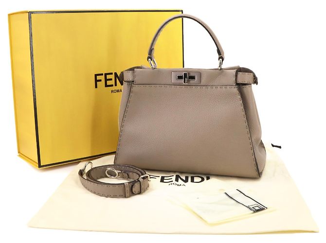 Borsa Fendi Selleria Peekaboo Regular Beige - vista 2