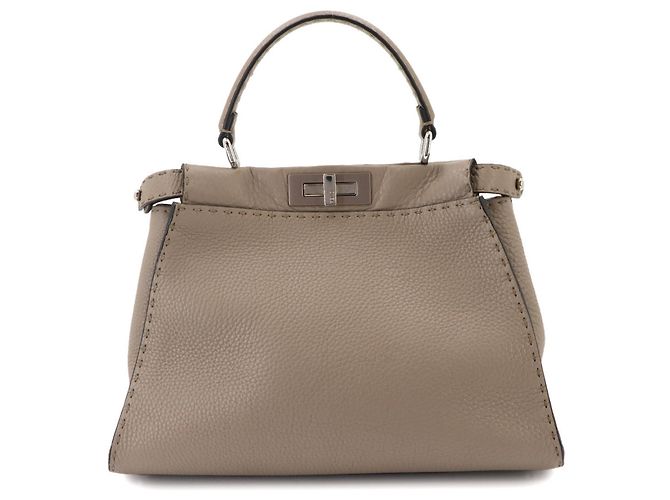 Borsa Fendi Selleria Peekaboo Regular Beige - vista 3