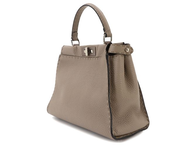 Borsa Fendi Selleria Peekaboo Regular Beige - vista 4