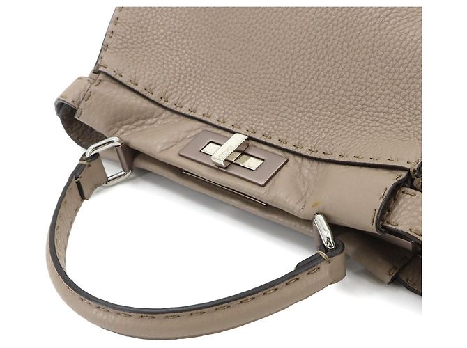 Borsa Fendi Selleria Peekaboo Regular Beige - vista 6