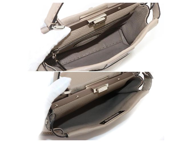 Borsa Fendi Selleria Peekaboo Regular Beige - vista 7