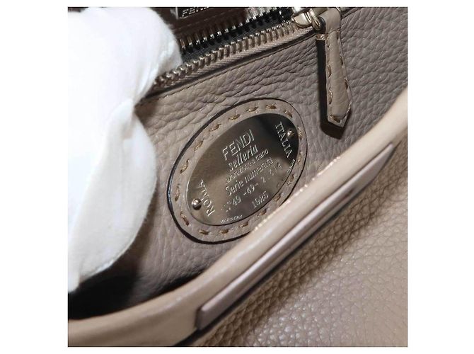 Borsa Fendi Selleria Peekaboo Regular Beige - vista 8