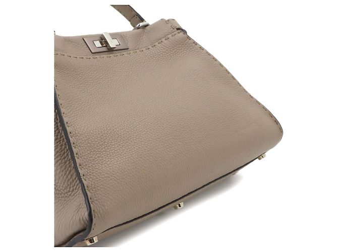 Borsa Fendi Selleria Peekaboo Regular Beige - vista 9