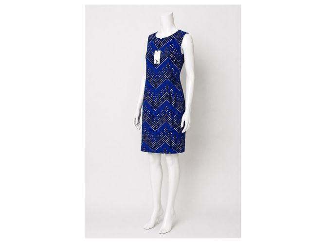 Diane von Furstenberg Sofia Chevron Dots Blue Kleid Schwarz Weiß Blau - Ansicht 2