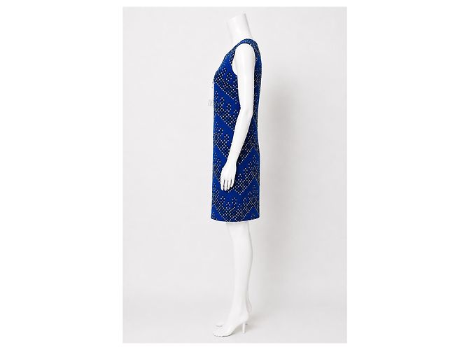 Diane von Furstenberg Sofia Chevron Dots Blue Kleid Schwarz Weiß Blau - Ansicht 3