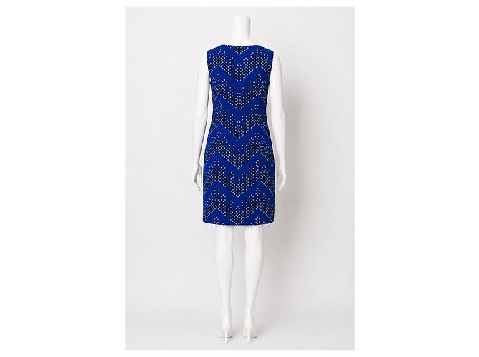 Diane von Furstenberg Sofia Chevron Dots Blue Kleid Schwarz Weiß Blau - Ansicht 4