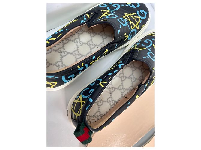 Gucci Ghost Leder Slip-On Sneaker Schwarz Mehrfarben - Ansicht 12