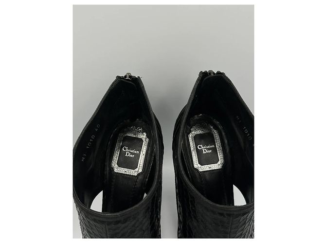 Christian Dior "Temptation" Open-Toe Leather and Python Heels Black - view 10