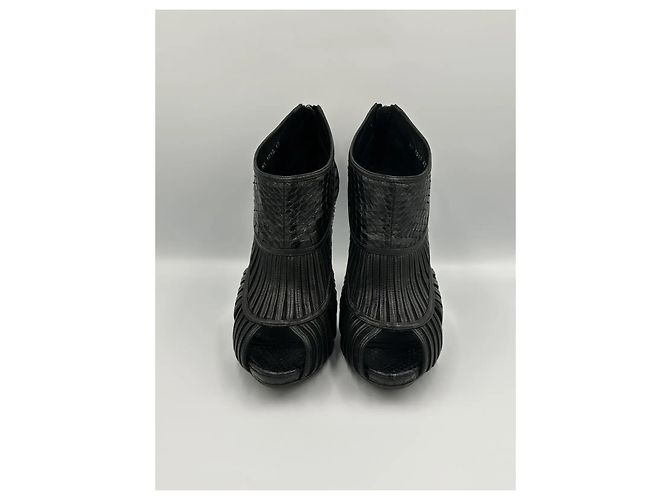 Christian Dior "Temptation" Open-Toe Leather and Python Heels Black - view 3