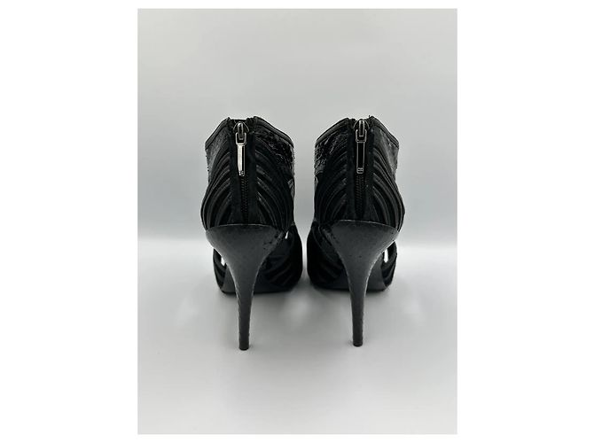 Christian Dior "Temptation" Open-Toe Leather and Python Heels Black - view 5