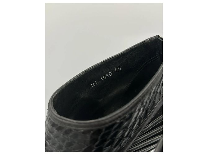 Christian Dior "Temptation" Open-Toe Leather and Python Heels Black - view 9