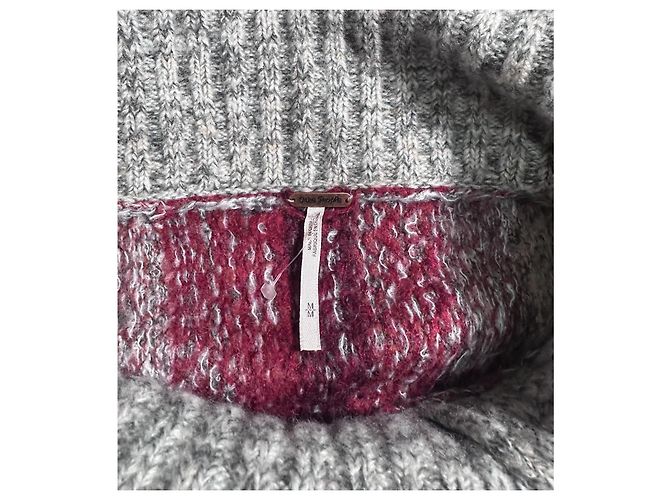 Free People Poncho mit geometrischem Muster Weiß Grau Bordeaux - Ansicht 6