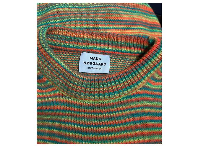 Autre Marque Mads Nørgaard Signal Wool Kolly Gestreifter Strickpullover Mehrfarben Grün Orange Gelb - Ansicht 5