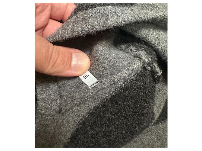 Dolce & Gabbana Cardigã de lã virgem listrado e cachecol Preto Cinza - vista 6