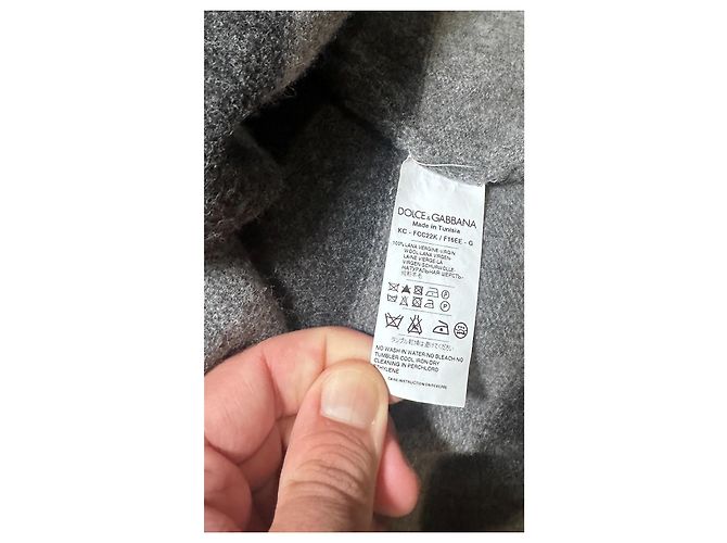 Dolce & Gabbana Cardigã de lã virgem listrado e cachecol Preto Cinza - vista 7