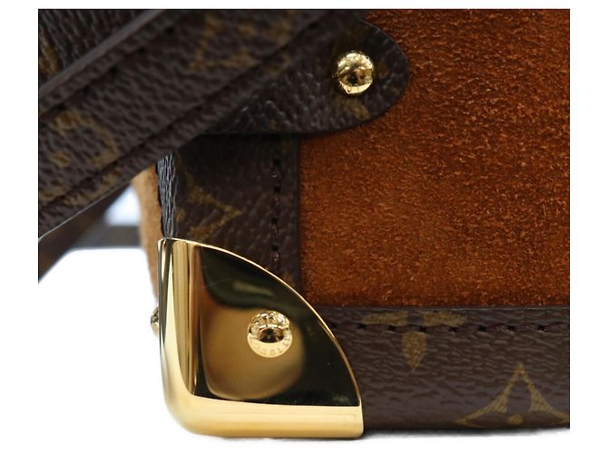 Borsa a tracolla Louis Vuitton Monogram Suede Calf Leather Side Trunk MM Marrone - vista 7