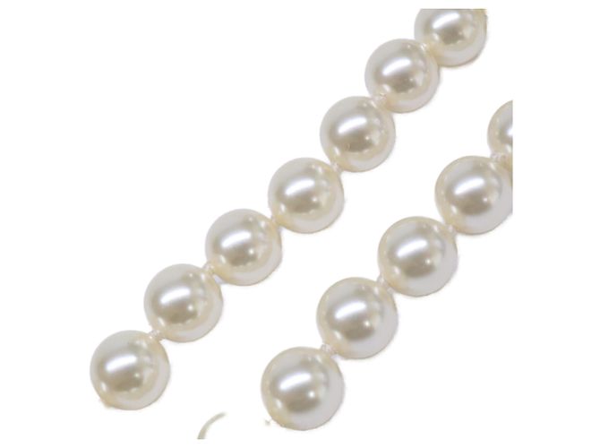 Collar de Perlas Triple CHANEL 10V Coco Mark Plata - vista 3
