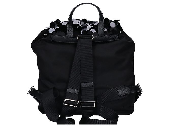 Zaino Prada in nylon nero con paillettes - vista 3