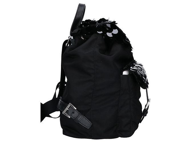 Zaino Prada in nylon nero con paillettes - vista 4