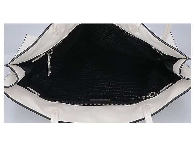 Tote Prada Shopper aus glattem Leder Weiß - Ansicht 6