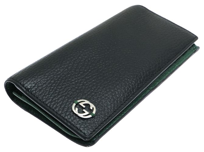 Gucci Interlocking G Black Leather Long Wallet - view 3