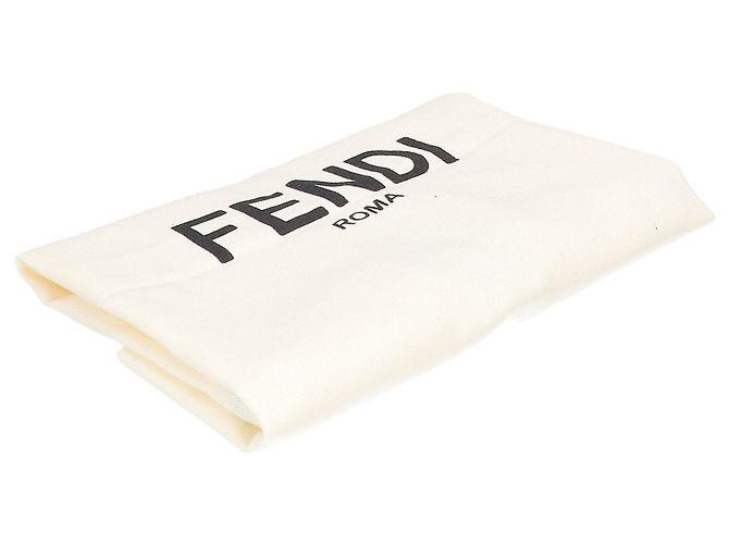 Clutch Fendi in rafia x pelle con logo Nero Beige - vista 6