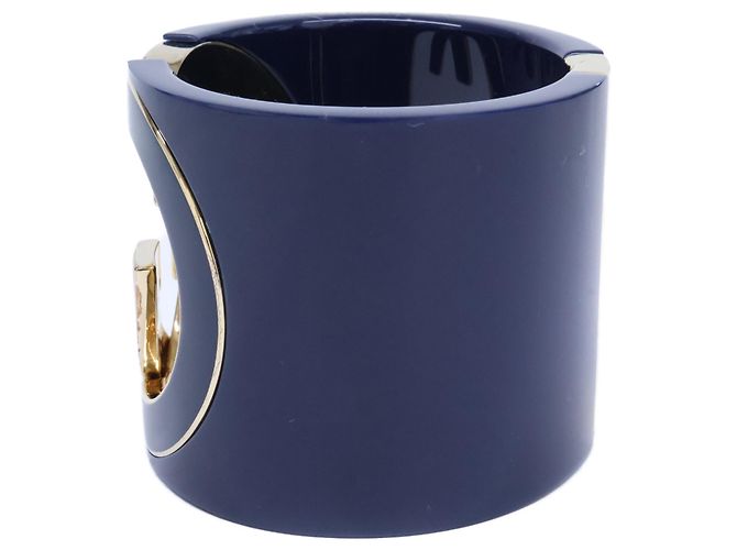 Bracciale rigido Gucci GG Interlocking D'oro Blu navy - vista 2