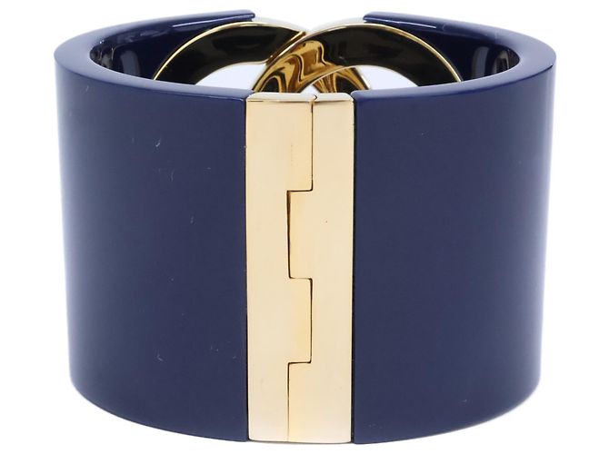 Bracciale rigido Gucci GG Interlocking D'oro Blu navy - vista 3