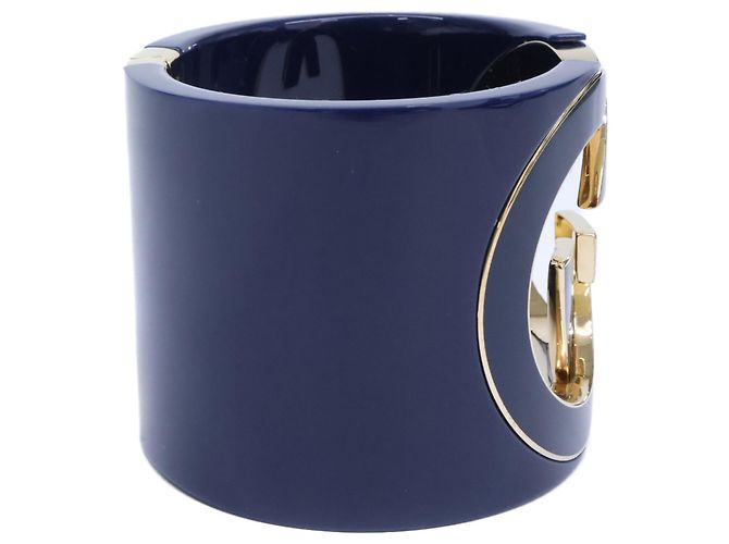 Bracciale rigido Gucci GG Interlocking D'oro Blu navy - vista 4