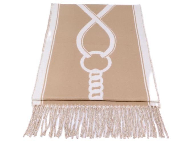 Hermès Stola in cashmere Hermes Mall Equestrian Pattern Cammello - vista 3