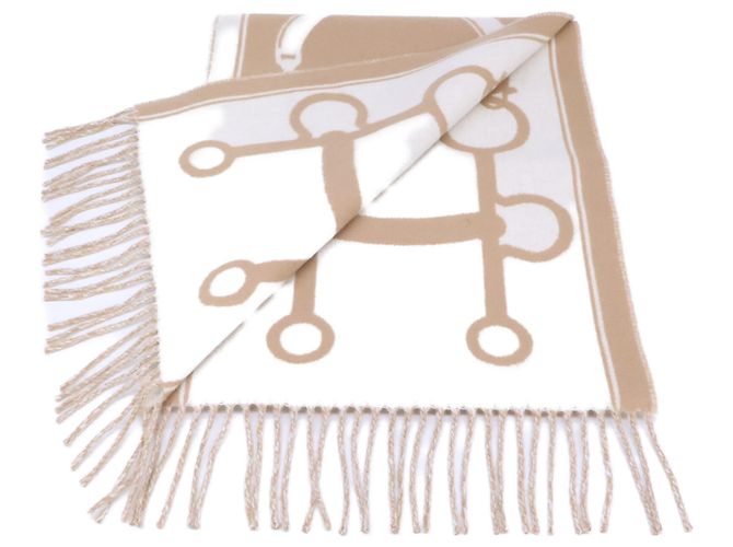 Hermès Stola in cashmere Hermes Mall Equestrian Pattern Cammello - vista 4