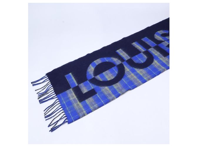 Sciarpa Stole Louis Vuitton in lana e cashmere blu - vista 2