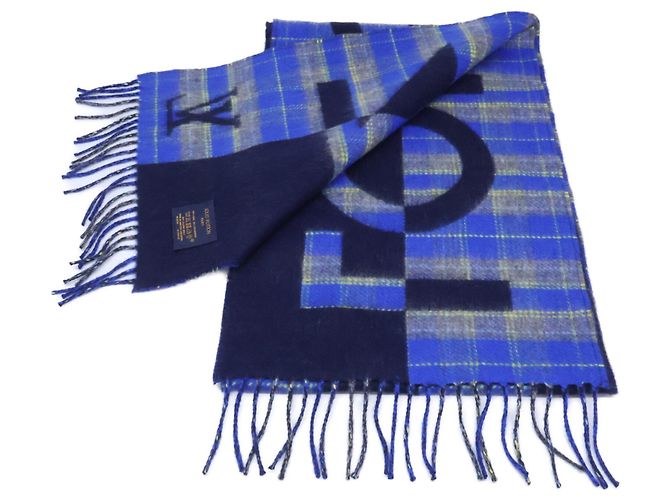 Sciarpa Stole Louis Vuitton in lana e cashmere blu - vista 6