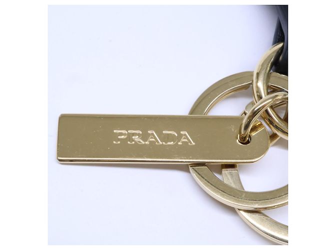 Portachiavi in pelle Prada in nero e oro D'oro - vista 7