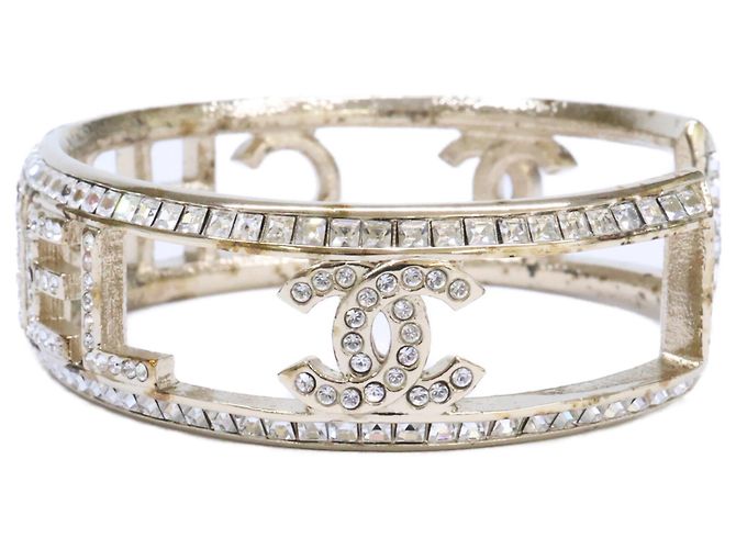 Chanel Armreif Hellgold mit Strass-Logo - Ansicht 2