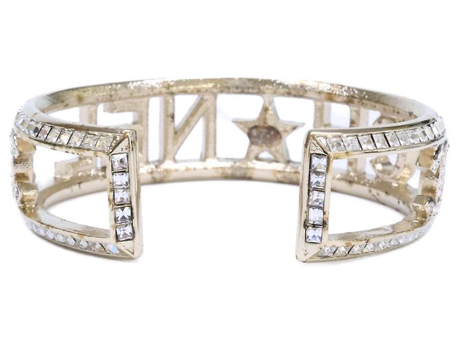 Chanel Armreif Hellgold mit Strass-Logo - Ansicht 3