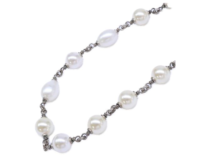 Collana Chanel in perle barocche e strass Coco Mark Argento - vista 2