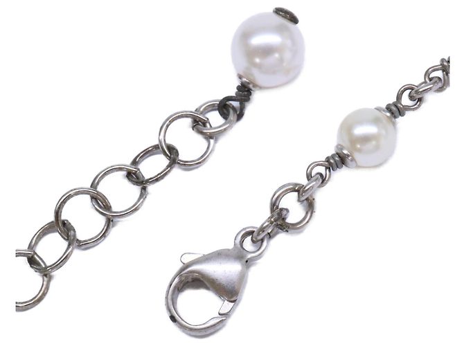 Collana Chanel in perle barocche e strass Coco Mark Argento - vista 5