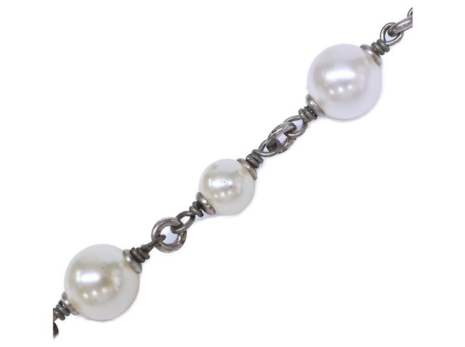 Collana Chanel in perle barocche e strass Coco Mark Argento - vista 7