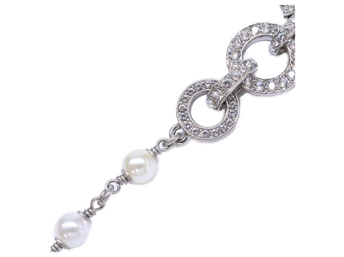 Pulseira de corrente Chanel com logo Coco e strass Prata - vista 4