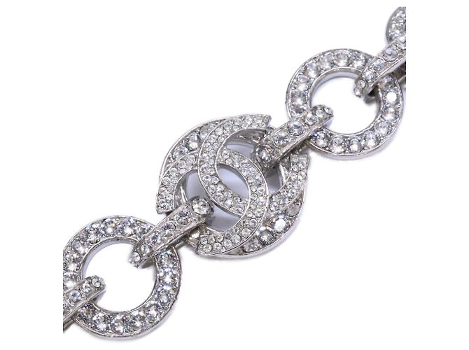 Pulseira de corrente Chanel com logo Coco e strass Prata - vista 5