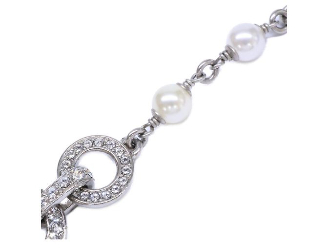 Pulseira de corrente Chanel com logo Coco e strass Prata - vista 6