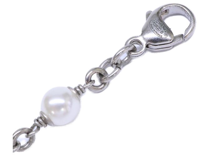 Pulseira de corrente Chanel com logo Coco e strass Prata - vista 7