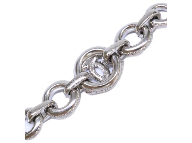 Pulseira de corrente Chanel com logo Coco e strass Prata - vista 8