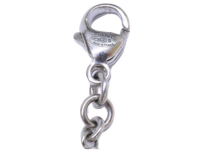 Pulseira de corrente Chanel com logo Coco e strass Prata - vista 9