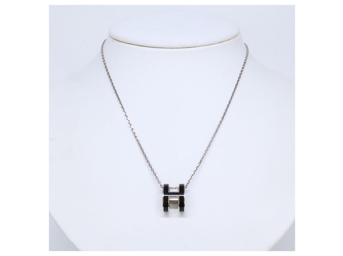 Hermès Collana con pendente HERMES Pop H Nero Argento - vista 9