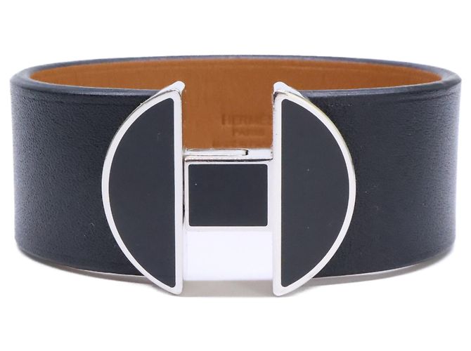 Hermès Hermes D Stamp 2002 Lederarmreif Schwarz - Ansicht 2