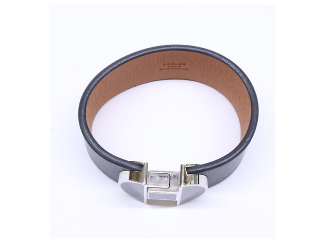 Hermès Hermes D Stamp 2002 Lederarmreif Schwarz - Ansicht 6