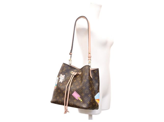 Néonoé Borsa a tracolla Louis Vuitton Monogram Rose Poudre Neo Noe MM Marrone Rosa - vista 13