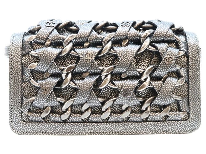Borsa a tracolla Chanel Grigio Metallizzato Metallico - vista 3